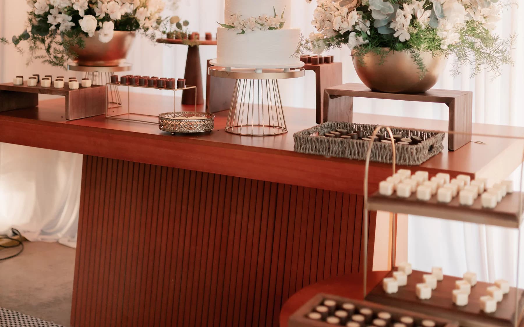 Elegant catered event table prepared for a large gathering.