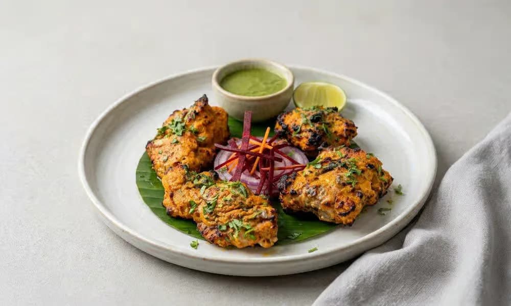 Bhatti Da Kukarh served on a light ceramic plate.